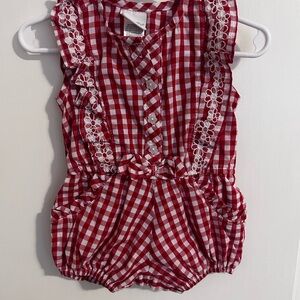 Nannette Red and White Checkered Baby Romper